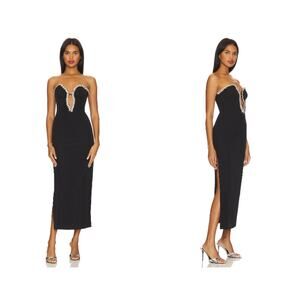 Bardot Eleni Diamante Midi Dress in Black